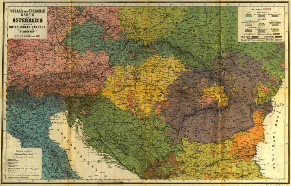 Этнографическая карта Австрии - 1869 год.