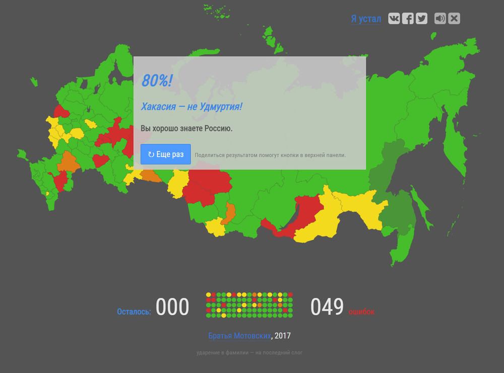 Тест Регионы России