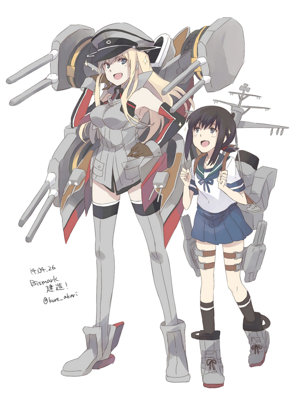 Bismarck and Fubuki - Kantai collection, Anime art, Kanmusu, Bismarck, Fubuki