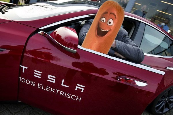 Sausage in Tesla - My, Sausages, Humor, Dough, Tesla, Tesla, Rizstudio