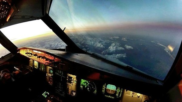 And the earth is round!!! - Cockpit, Clouds, Sunrise