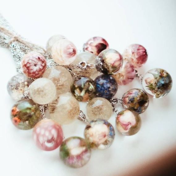 Pendant with a bouquet - My, Epoxy resin, Flowers, Dried flowers, Decoration, Pendant, , Longpost