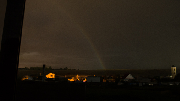 Rainbow in the dark! - My, Rainbow, Evening, Nature, Natural phenomena