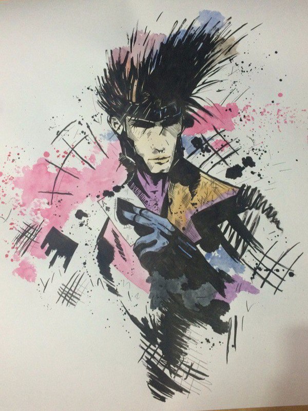 Watercolor - Gambit - My, Watercolor, , Gambit (X-Men)