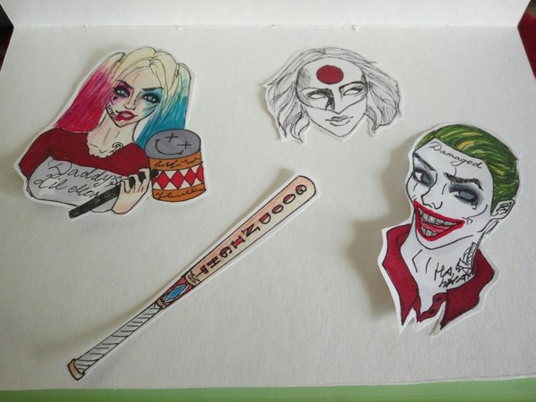 Traditional stickers - First post, My, Harley quinn, Stickers, Drawing, Suicide Squad