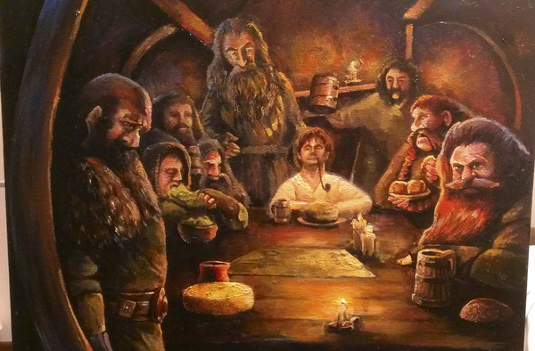 The hobbit - My, Painting, Drawing, Art, Design, Lord of the Rings, The hobbit, Art, Wall painting, Video