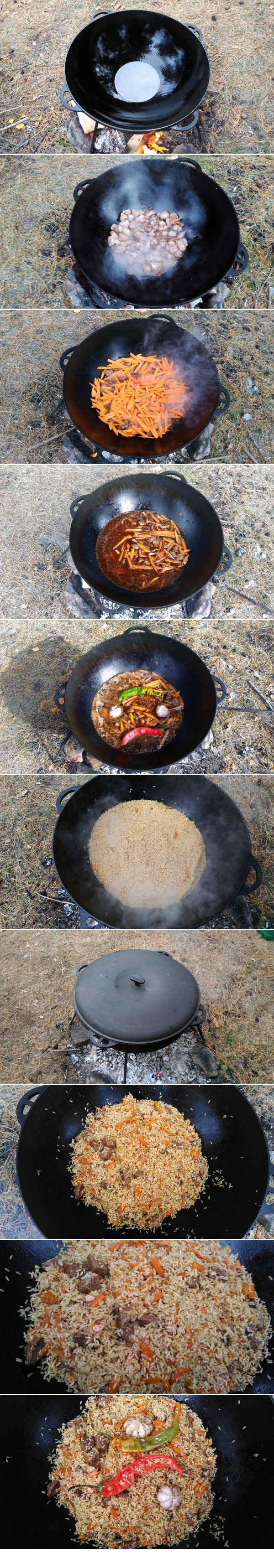 Pilaf in my cast-iron cauldron! - My, Pilaf, Kazan, Rice, Longpost, Food, Cooking