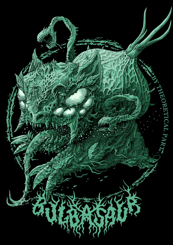 Bulbasaur - a pokemon of violent nature - My, Pokemon, Anime, Demon, Metal, Nature, Onion, Art, Drawing