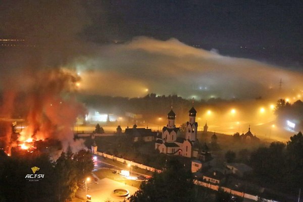 Atmospheric photo turned out - In contact with, Ast54, Photo, Fire, Church, Fog, Night, Novosibirsk