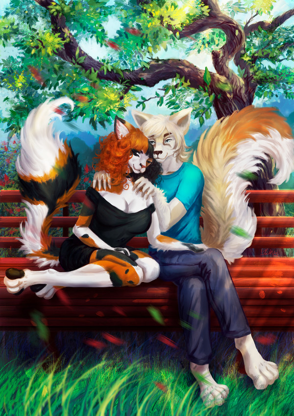 IN THE PARK - My, Drawing, Furry, Anthro, Jaizub, Jaihirvi