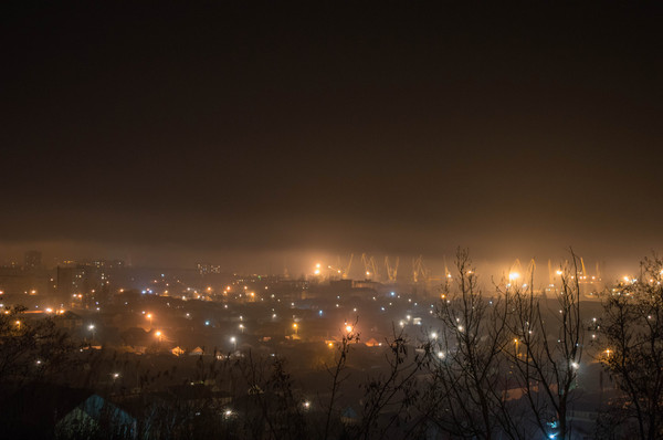 Ночной город. Не судите строго, фотал сам, старался. - Ночной город, Моё, Туман, Ночь