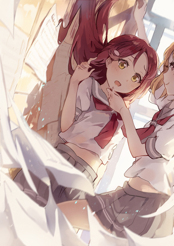 By  asuka (louyun) - Аниме, Anime Art, Love live! School Idol Project, Love live! Sunshine!!, Riko Sakurauchi, Takami Chika, Yuri