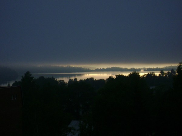 View from the window, eighth floor. - My, Карелия, beauty, Ladoga, After a thunderstorm, Thunderstorm