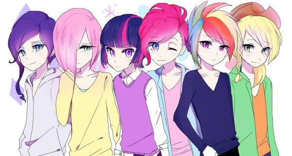 Man 6 in anime drawing - Humanization, My little pony, Mane 6