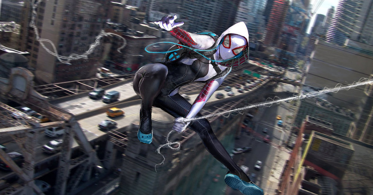 Spider gwen 3d. Гвен из человека паука 2. Гвен паук 3д. Гвен Стейси арт 21:9. Обои на ПК.