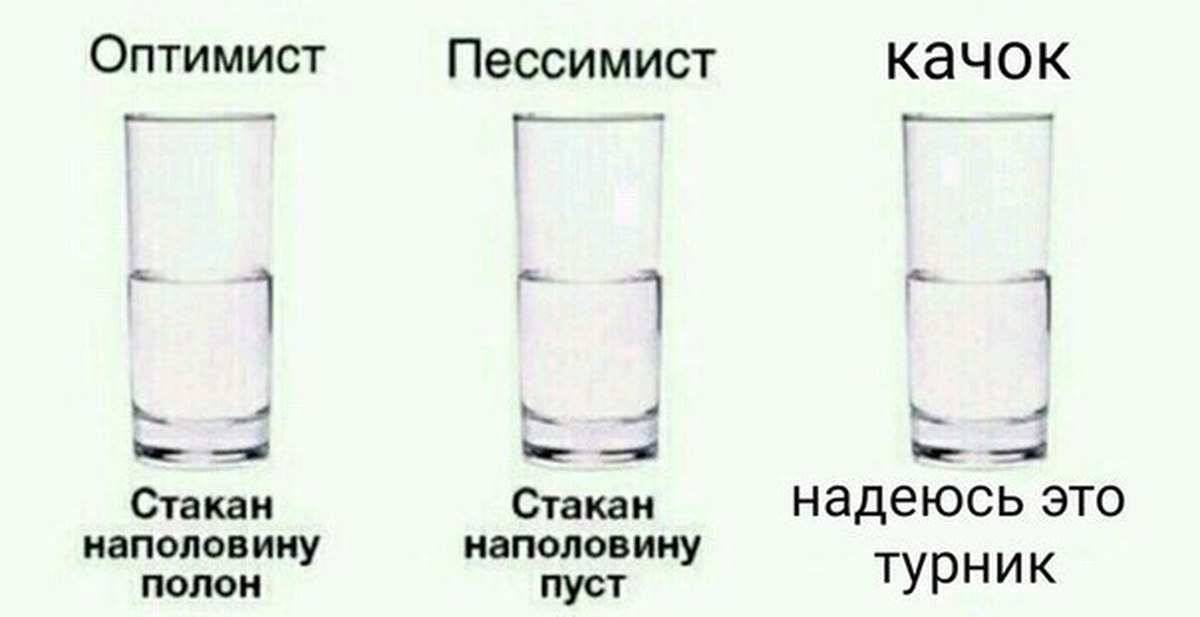 Оптимист или пессимист. Стакан наполовину полон или пуст. Стакан наполовину. Стакан оптимиста. Стакан наполовину пуст.