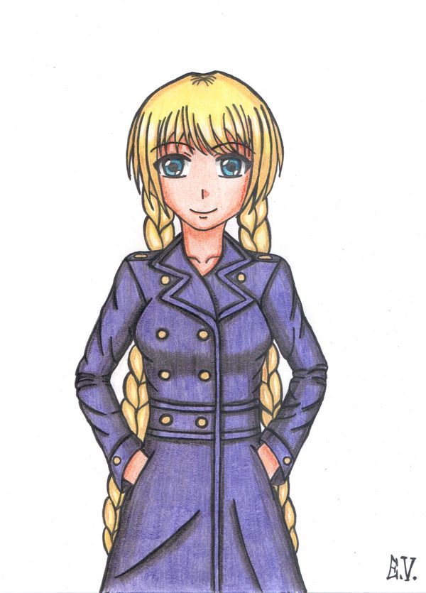 Slavya in autumn coat :333 - My, Endless summer, Anime, Not anime, Art, Glorifying