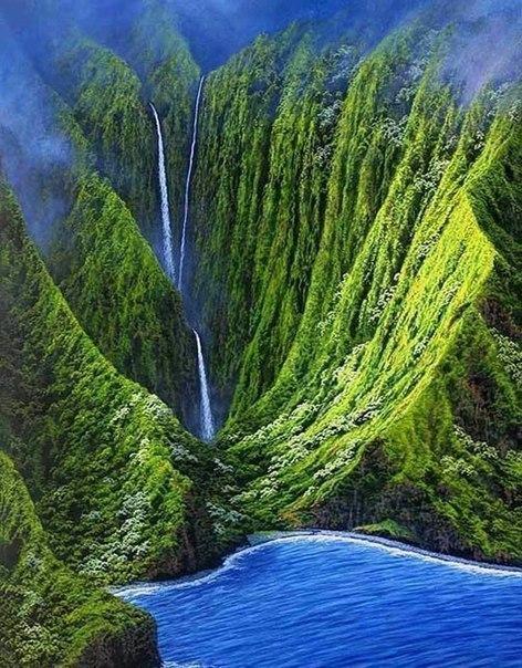 Водопад на острове Molokai, штат Гавайи. - Водопад, Картинки, Фото