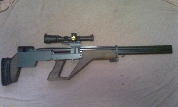 Bullpup shotgun based on IZH-27M - Weapon, Bullpup, Gun, Double-barreled shotgun, Longpost