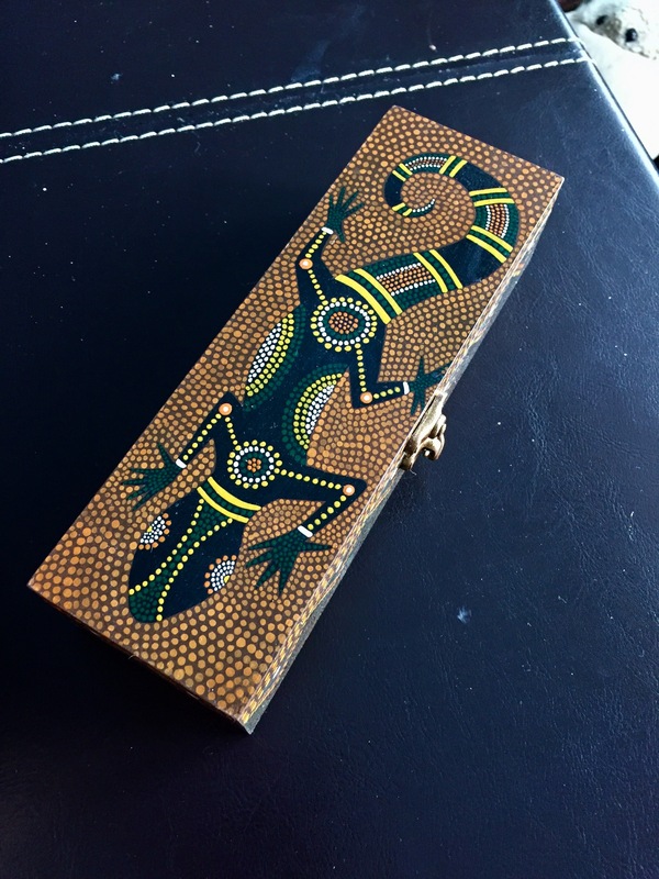 Box for brushes. - My, Longpost, Aborigines, Acrylic, Lizard, Casket