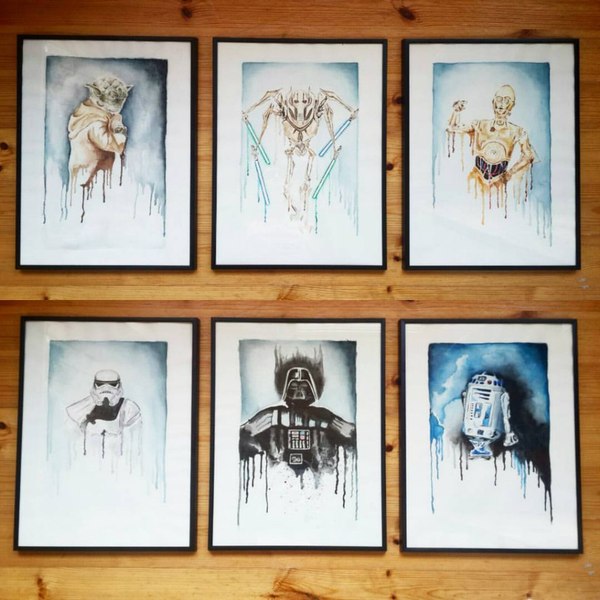 A series of characters from Star Wars, a3, watercolor - My, Watercolor, Art, , Star Wars, Yoda, Darth vader
