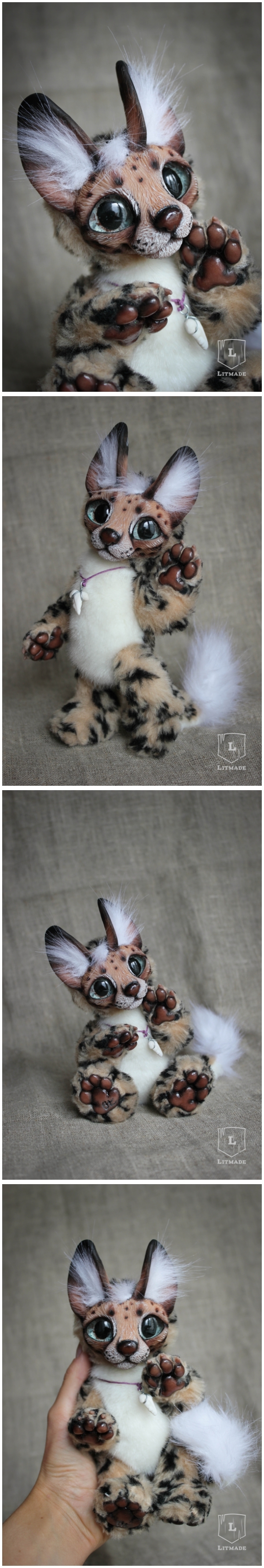 Spotted cuteness post ^.^ Handmade serval. - My, Serval, cat, Milota, Doll, Handmade, Litmade, Polymer clay, Longpost