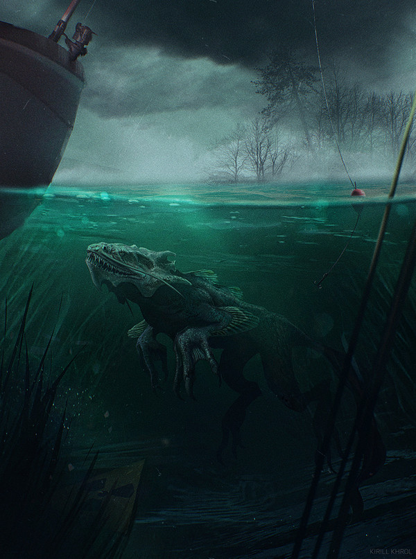 Fifteen more minutes and I'll be gone... - Fishermen, Thoughts, Fishing, Mutant, Lake, Radiation, Digital, Art