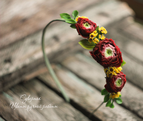 Ranunculus and small wax flowers! Everything is molded by hand from cold porcelain. - My, Flowers, Polymer floristry, Лепка, Cold porcelain, Needlework, Handmade