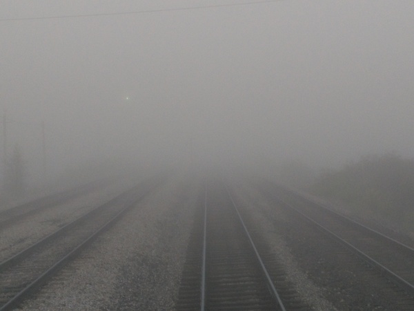 Fog at work. - Railway, My, Fog