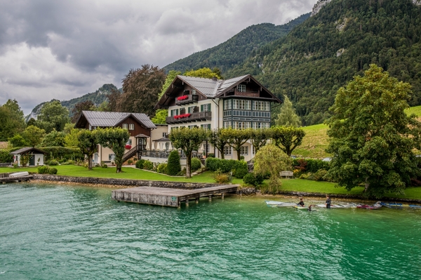 Lake Wolfgangsee - Photo, austrian alps, Austria, Alps, Mountain landscape, The mountains, Forest, Lake