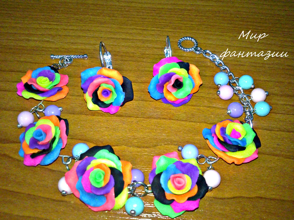 Author's jewelry made of polymer clay - My, Polymer clay, Plastic, Polymer clay, , With your own hands, beauty, A bracelet, Лепка