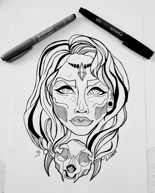 Second sketch - Tattoo sketch, Tattoo, My, Scull, Self-taught artist