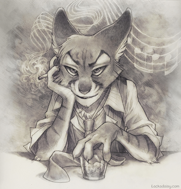 Reflections - Tracyjb, Furry, Art, Lackadaisy, cat, Pencil drawing, Cigarettes