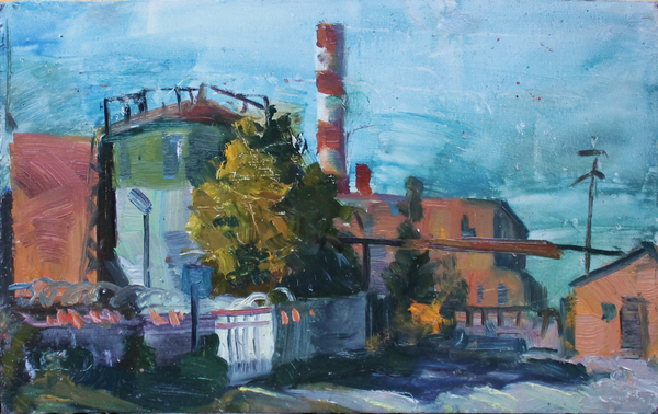 One of the works from the summer plein air. Factory - My, Painting, Oil painting, Etude, Art, Creation