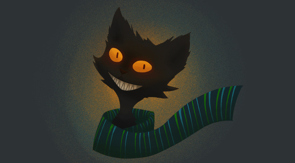 Toothy cat waiting for Halloween~ - My, cat, Black cat, Drawing, Photoshop, Digital drawing, Art, Meow