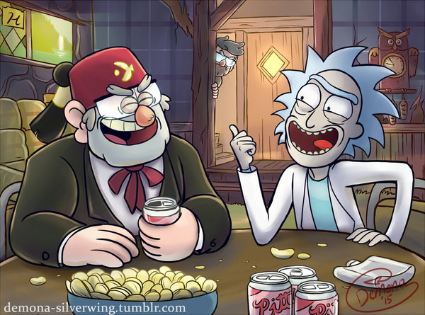 Buddies - Rick and Morty, Gravity falls, Crossover