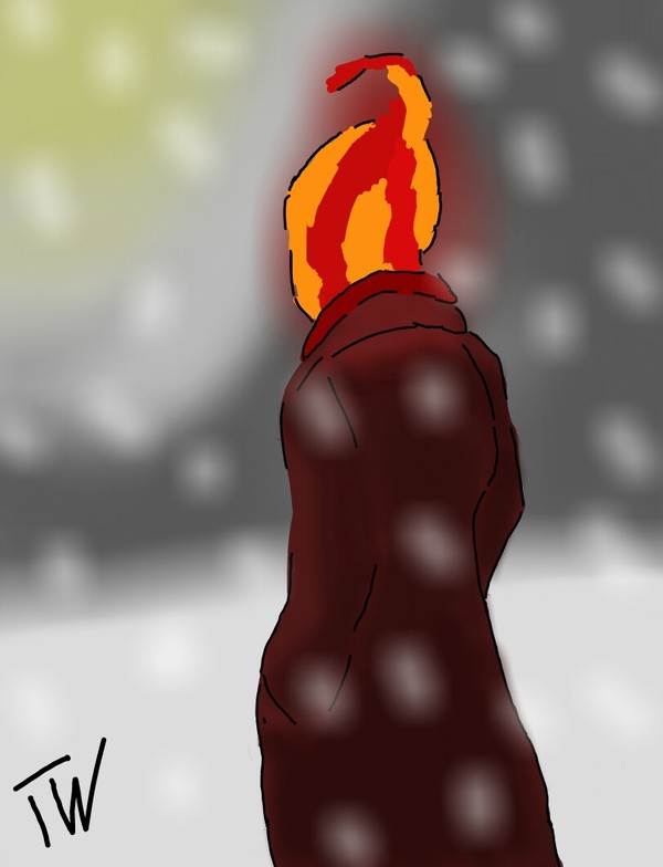 Гриллби. Арт. - Моё, Myart, Картинки, Undertale, Grillby Гриллби, Zri Зри, Игры, Снег, Арт, Длиннопост