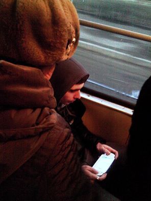 Conscience exchanged for a smartphone, apparently - My, Public transport, Make way, Youth