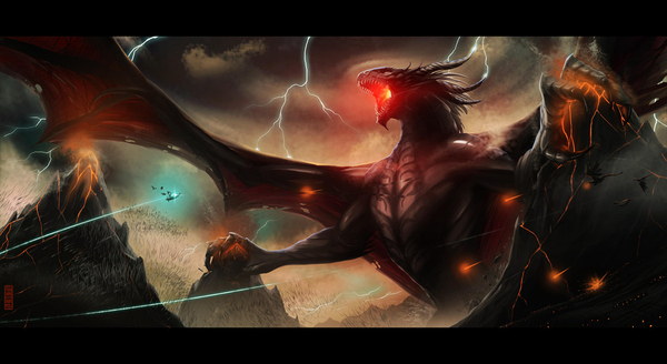 Ancalagon the Black. - Tolkien, The silmarillion, Art, The Dragon