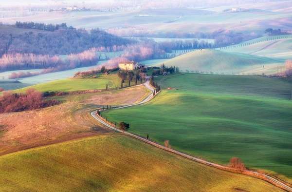 Sunrise in the Val d'Orcia - Nature, Landscape, Tuscany, Italy