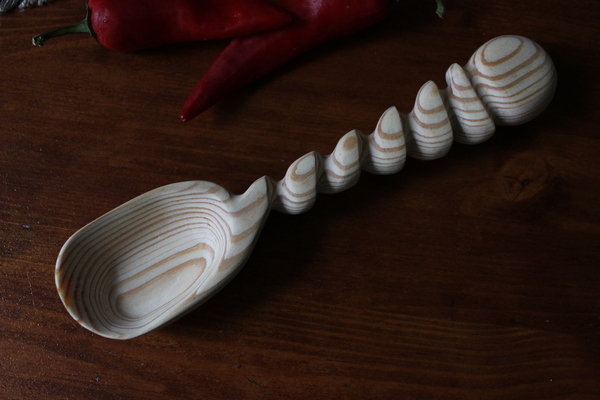 Wooden spoon. - A spoon, My, Longpost, Handmade, Tree