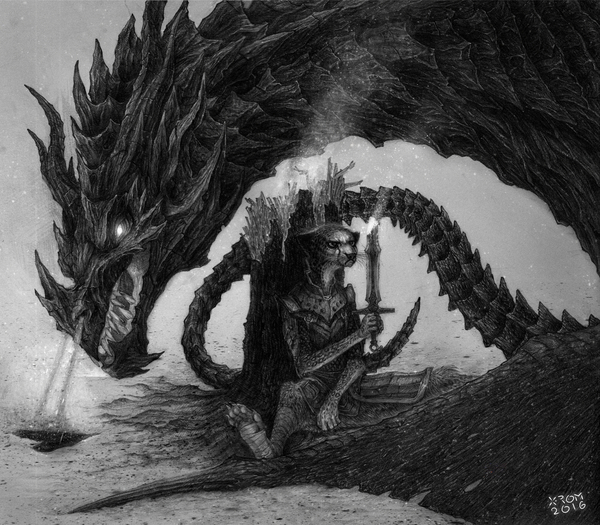 Alduin and the Cheetah - , Discontent, Skyrim, Cheetah, The Dragon, Furry, Drawing, x-Rom, The Elder Scrolls V: Skyrim