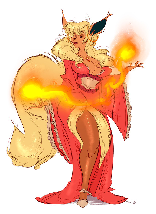 Lady Flare - , Art, Furry, Anthro, Pokemon, Flareon