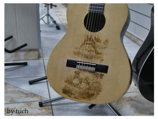 Guitar burnout - My, Guitar, Anime, Totoro, Pyrography, With your own hands, Presents, Music