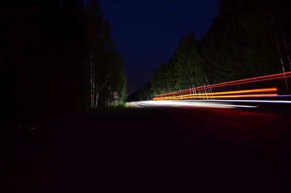 Night road - My, Night, Forest, Trass, Breaking