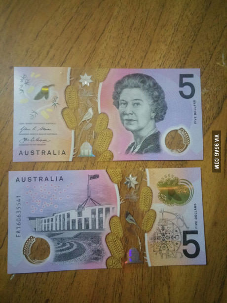 New 5 dollar banknote in Australia. - Banknotes, Money, Australia, 9GAG