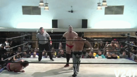 Death By Elbow vs Ricochet & Matt Sydal - , Wrestling, , , , GIF