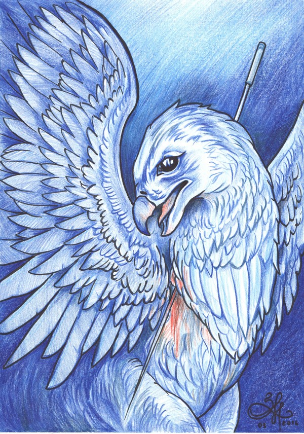 Blue griffin =) - My, Art, Drawing, Artist, Animals, Pencil drawing, Fantasy, Creation