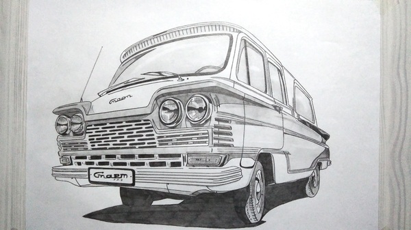 old pencil drawings - My, Pencil drawing, Drawing, Art, Auto, Lada, UAZ, Gas