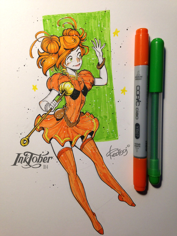 InkTober 2016 №14 - My, Redisoj, Inktober, Art, Images, Girls, Drawing, Sketch